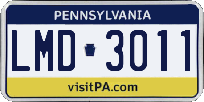 PA license plate LMD3011