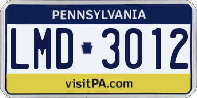 PA license plate LMD3012