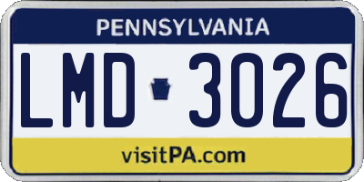 PA license plate LMD3026