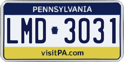 PA license plate LMD3031