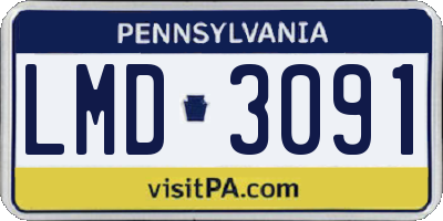 PA license plate LMD3091