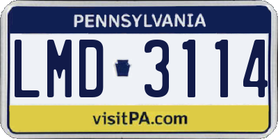 PA license plate LMD3114