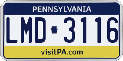 PA license plate LMD3116