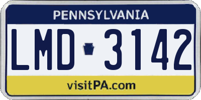 PA license plate LMD3142