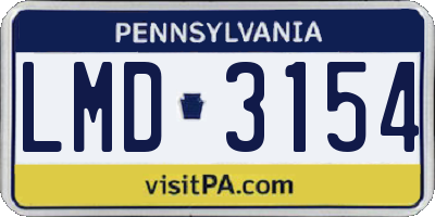 PA license plate LMD3154