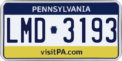 PA license plate LMD3193
