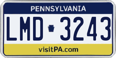 PA license plate LMD3243