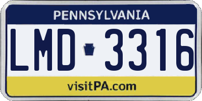 PA license plate LMD3316