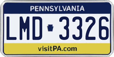 PA license plate LMD3326