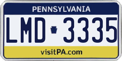 PA license plate LMD3335