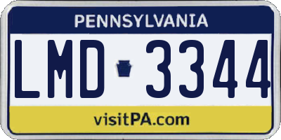 PA license plate LMD3344