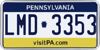 PA license plate LMD3353