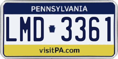 PA license plate LMD3361