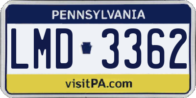 PA license plate LMD3362