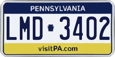 PA license plate LMD3402