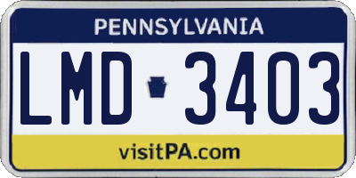 PA license plate LMD3403