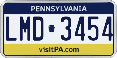 PA license plate LMD3454