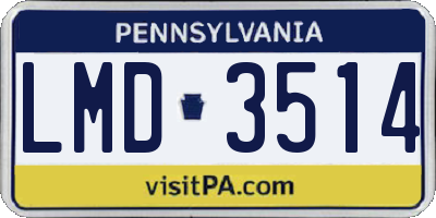 PA license plate LMD3514