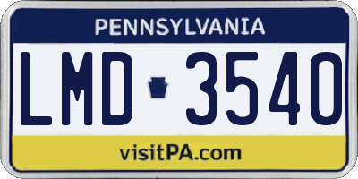 PA license plate LMD3540
