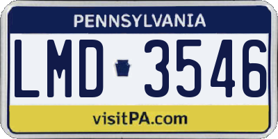 PA license plate LMD3546