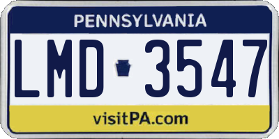 PA license plate LMD3547