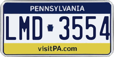 PA license plate LMD3554