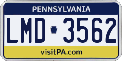 PA license plate LMD3562