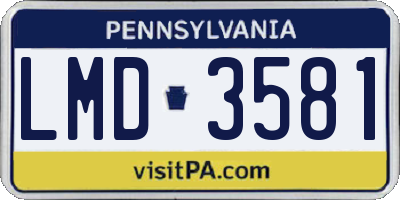 PA license plate LMD3581