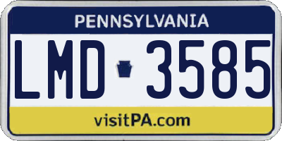 PA license plate LMD3585