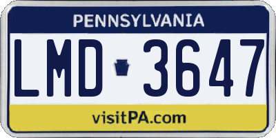 PA license plate LMD3647