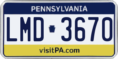 PA license plate LMD3670
