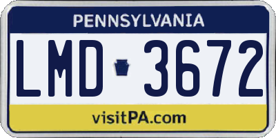 PA license plate LMD3672