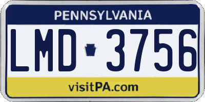 PA license plate LMD3756