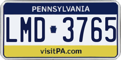 PA license plate LMD3765