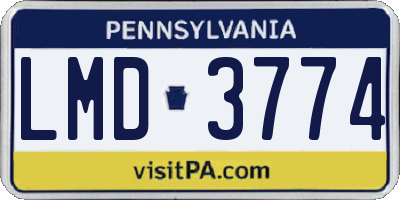 PA license plate LMD3774