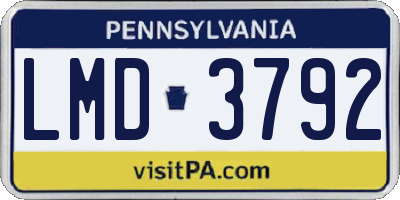 PA license plate LMD3792