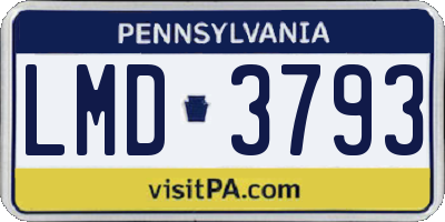 PA license plate LMD3793