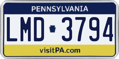 PA license plate LMD3794