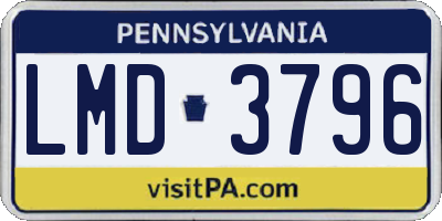 PA license plate LMD3796