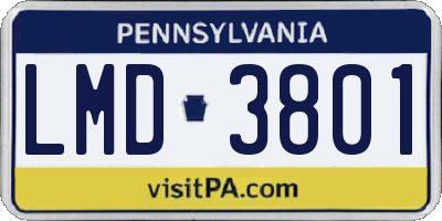 PA license plate LMD3801