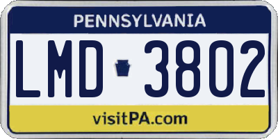 PA license plate LMD3802