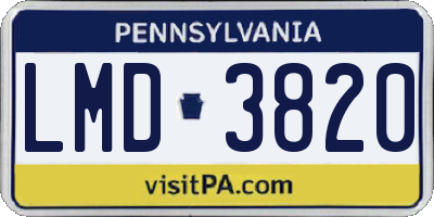 PA license plate LMD3820