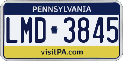 PA license plate LMD3845