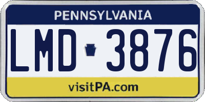 PA license plate LMD3876