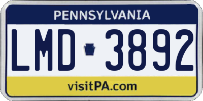 PA license plate LMD3892