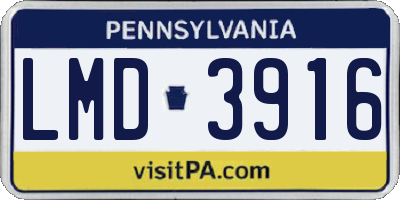 PA license plate LMD3916