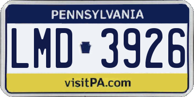 PA license plate LMD3926