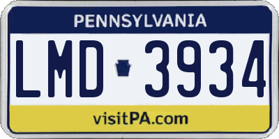 PA license plate LMD3934