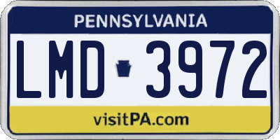 PA license plate LMD3972