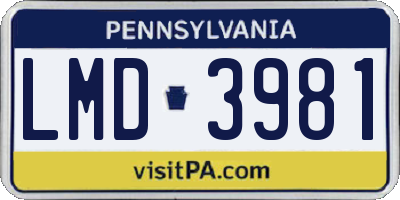 PA license plate LMD3981